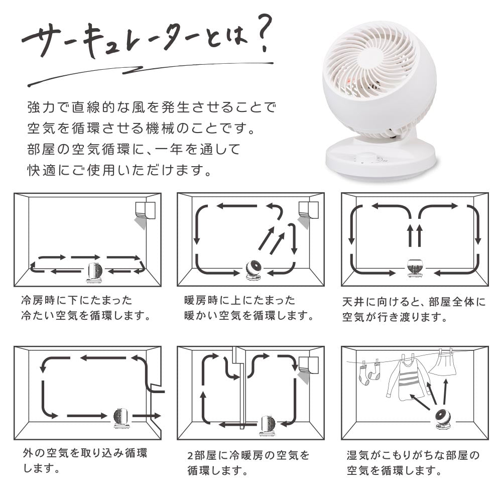 サーキュレーター（～12畳/左右60度自動首振り/上下90度手動首振り/風量調節3段階）_00-8311_FF-SQ955AC_OHM（オーム電機）