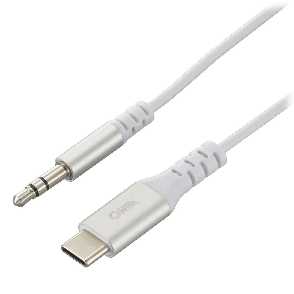 ヘッドホン変換アダプター（USB Type-C （オス）／φ3.5mmヘッドホンプラグ（オス）/DAC機能/ケーブル長1.8m）_01-7315_SMT-L18SP-W_OHM（オーム電機）