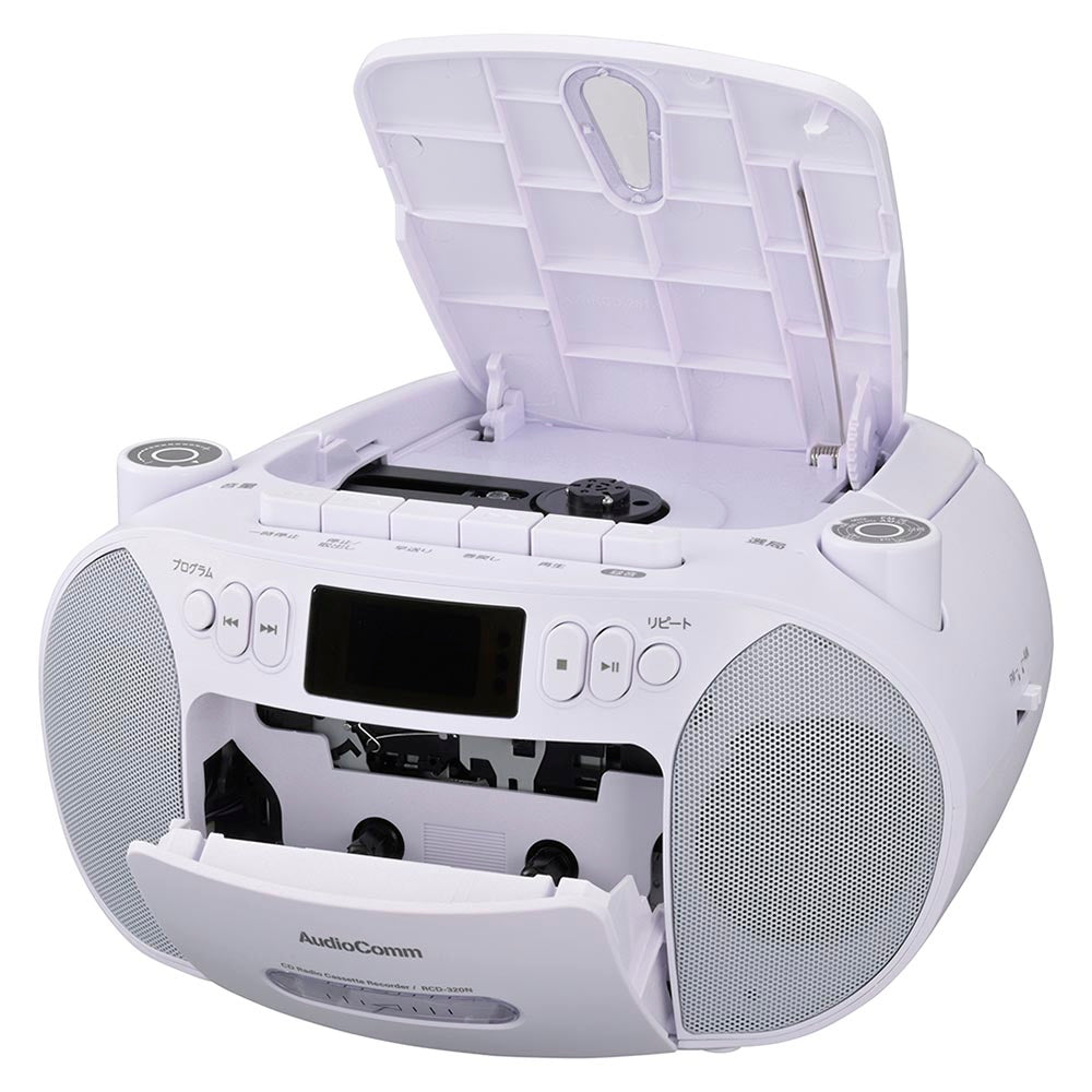 CDラジオカセットレコーダー（口径56mmスピーカー2基/2電源/AC100V、単2形×6本使用/ワイドFM/11W/ホワイト）_03-5561_RCD-320N-W_OHM（オーム電機）