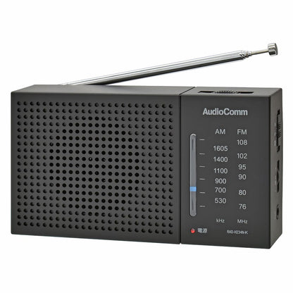 AM/FMハンディラジオ（ワイドFM/単3形×2本使用/ブラック）_03-7054_RAD-H234N-K_OHM（オーム電機）