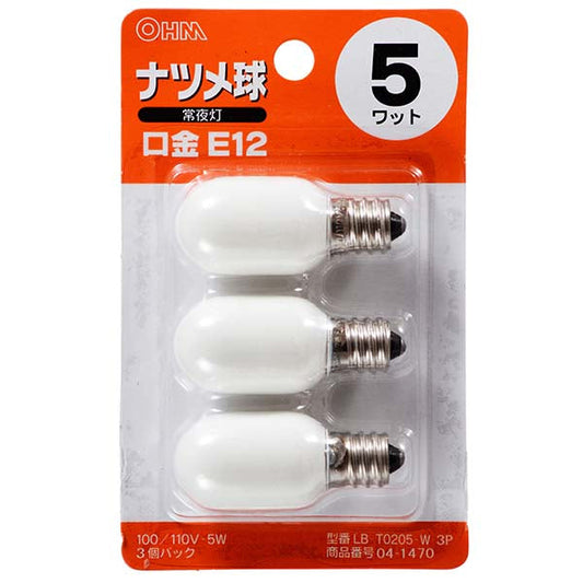 LB-T0205-W-3P ﾅﾂﾒ球(5W/ﾎﾜｲﾄ/E12/3個入り)