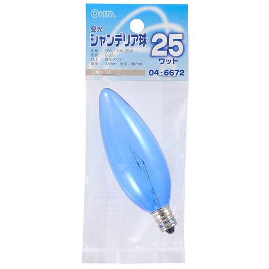 【納期約2週間・ご注文単位5個】LB-C2225-DC 昼光シャンデリア球（25W/クリア/C-32/E12） OHM（オーム電機）