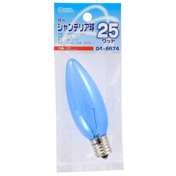 【納期約2週間・ご注文単位5個】LB-C2725-DC 昼光シャンデリア球（25W/クリア/C-32/E17） OHM（オーム電機）