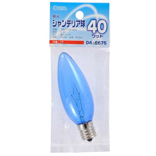 【納期約2週間・ご注文単位5個】LB-C2740-DC 昼光シャンデリア球（40W/クリア/C-32/E17） OHM（オーム電機）