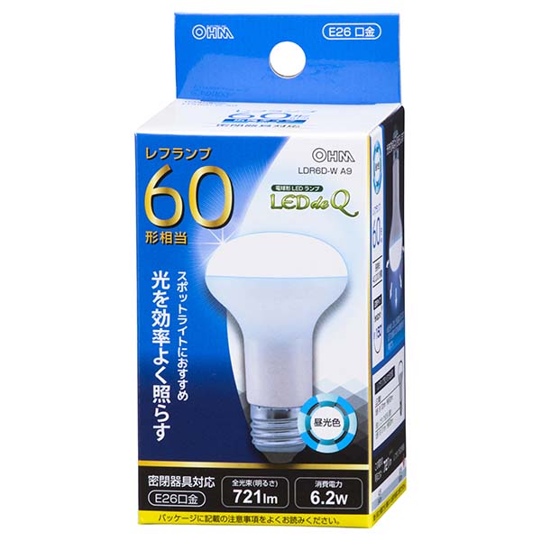 ＬＥＤ電球 レフランプ形（60形相当/721lm/昼光色/E26/配光角150°/密閉形器具対応）