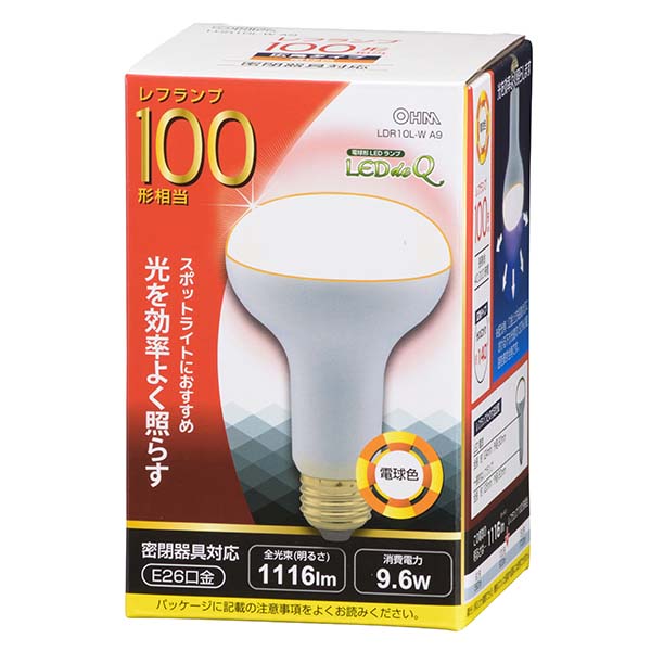 ＬＥＤ電球 レフランプ形（100形相当/1116lm/電球色/E26/配光角140°/密閉形器具対応）