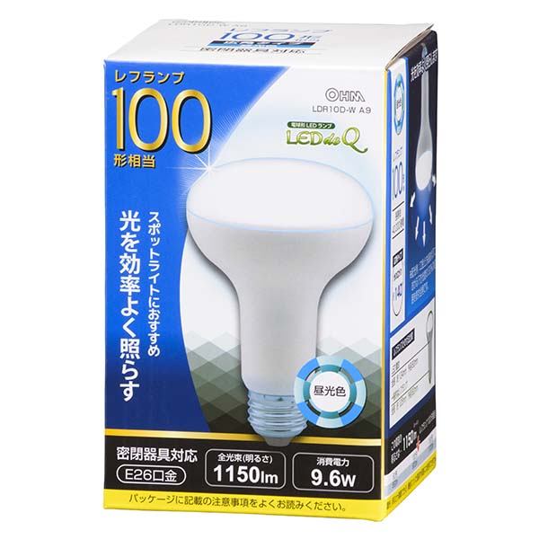 ＬＥＤ電球 レフランプ形（100形相当/1150lm/昼光色/E26/配光角140°/密閉形器具対応）