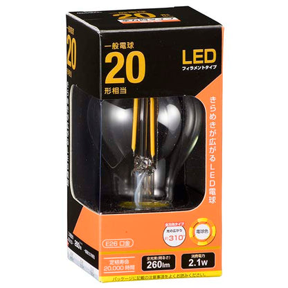 LDA2L C6 LEDフィラメントタイプ電球 クリア（20形相当/260lm/電球色/E26/全方向配光310°）