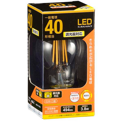 LDA4L/D C6 LEDフィラメントタイプ電球 クリア（40形相当/494lm/電球色/E26/全方向配光310°/調光器対応）