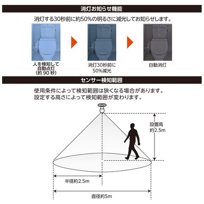 【消灯お知らせ機能搭載】LED電球（40形相当/4.7W/580 lm/昼光色/E26/人感・明暗センサー付）_06-5588_LDA5D-G PIR6_OHM（オーム電機）