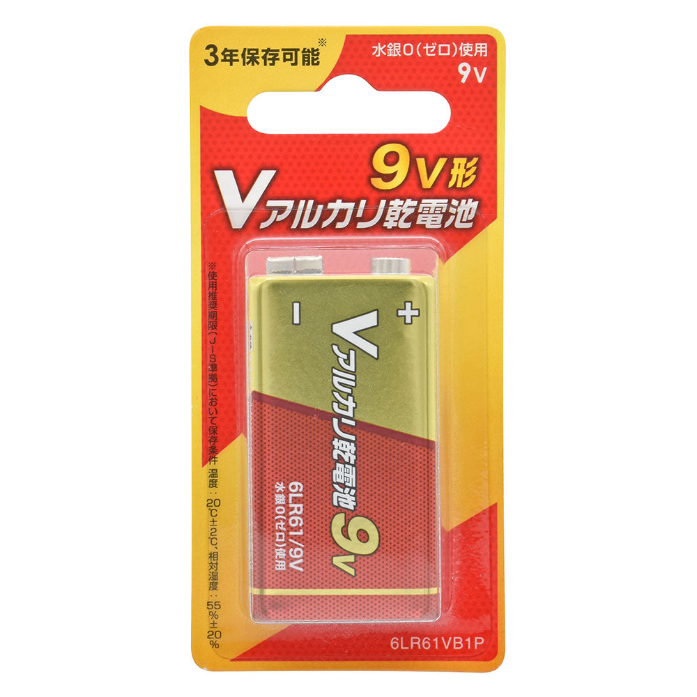 アルカリ乾電池 Vシリーズ （9V形×1本パック）_08-4130_6LR61VB1P_OHM（オーム電機）