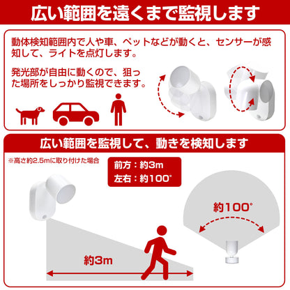 人感センサー付 LEDライト 乾電池式 防雨型_PM-L751W_1999900_ELPA（エルパ・朝日電器）