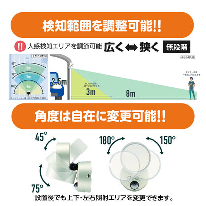 LEDセンサーライト (1灯型) 【ソーラー電池式】DSLD05SD1(S)_DELCATEC デルカテック