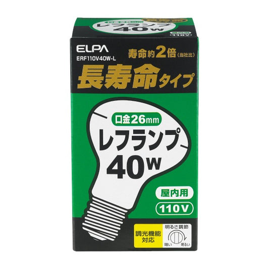 長寿命レフランプ 40W E26 調光機能対応 ERF110V40W-L_ELPA（エルパ・朝日電器）