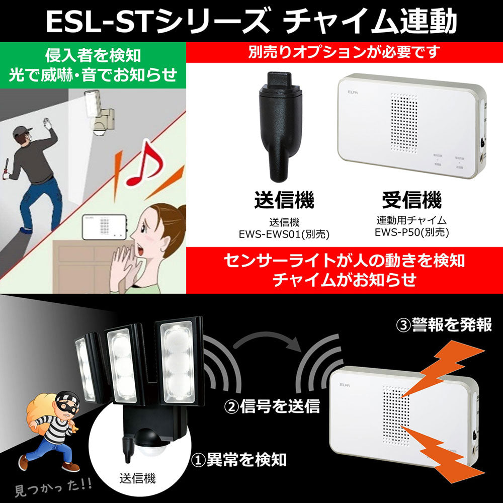 ESL-313DC_1959000_屋外用LEDセンサーライト 乾電池式_ELPA（エルパ・朝日電器）