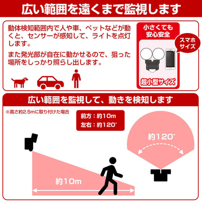 ESL-SS412AC_1957800_屋外用LEDセンサーライト AC電源 コンセント式 2灯_ELPA（エルパ・朝日電器）