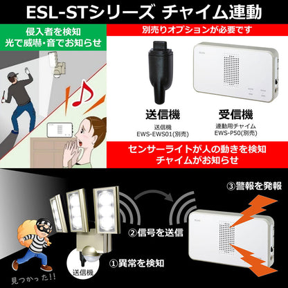 ESL-ST1203AC_1958700_屋外用LEDセンサーライト AC電源 コンセント式 3灯_ELPA（エルパ・朝日電器）