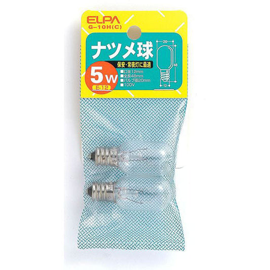 ナツメ球  5W E12 クリア 2個入 G-10H(C)