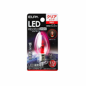 LDC1CR-G-E12-G307_1766300_LED装飾電球ローソク球形 E12 クリアレッド_ELPA（エルパ・朝日電器）