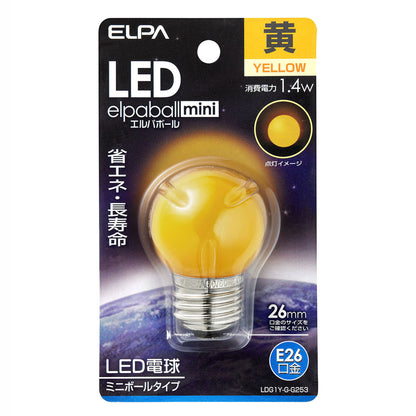 LDG1Y-G-G253_1687800_LED装飾電球 ミニボールG40形 E26 黄色_ELPA（エルパ・朝日電器）