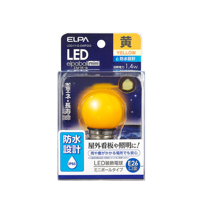 防水型LED装飾電球 ミニボール球形 E26 G40 イエロー LDG1Y-G-GWP253