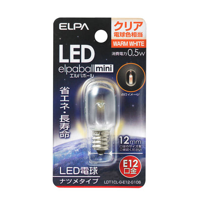 LDT1CL-G-E12-G106_1685500_LED装飾電球 ナツメ球タイプ E12 クリア電球色相当_ELPA（エルパ・朝日電器）