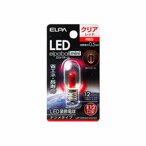 LDT1CR-G-E12-G107_1765100_LEDナツメ球 E12 クリアレッド_ELPA（エルパ・朝日電器）