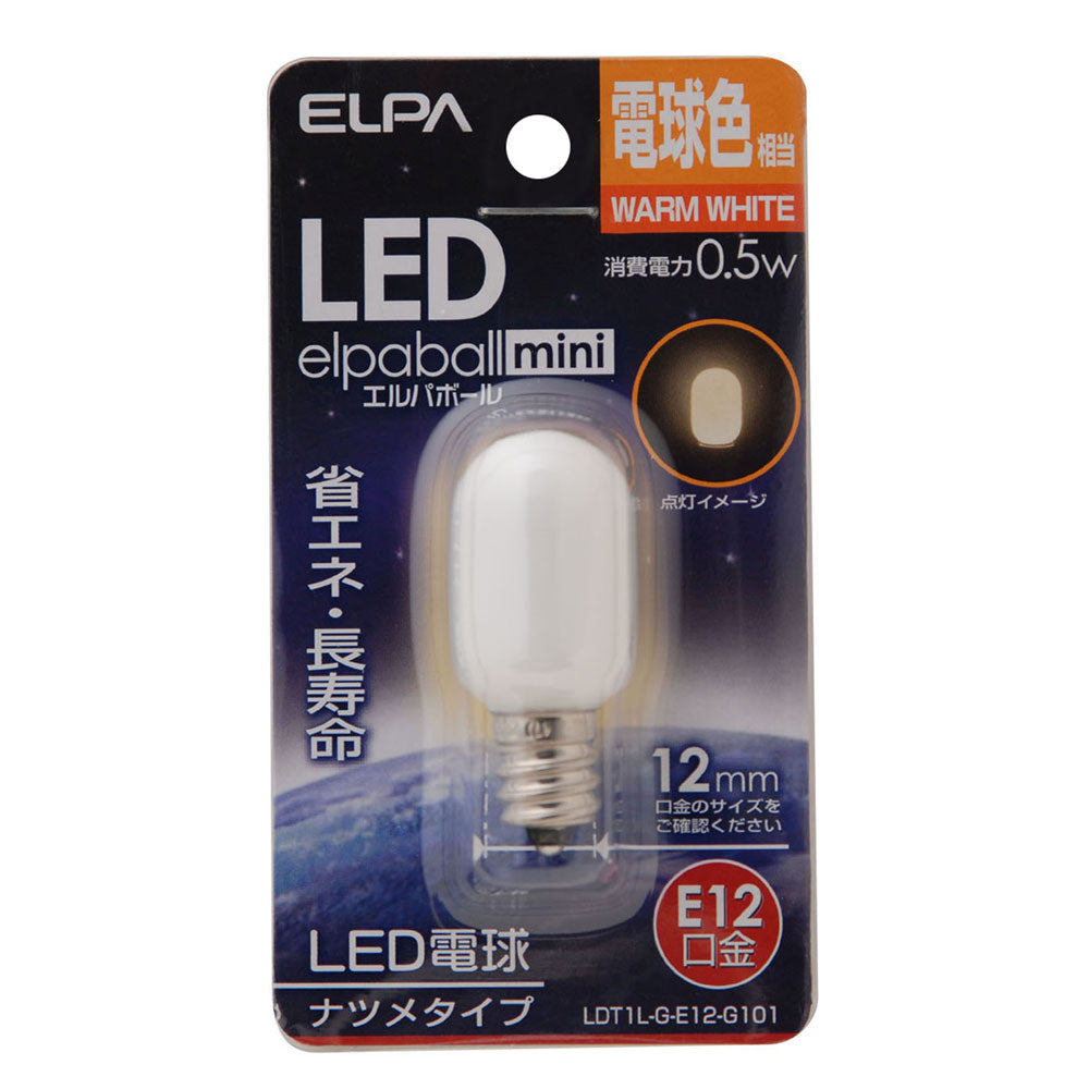 LDT1L-G-E12-G101_1685000_LED装飾電球 ナツメ球タイプ E12 電球色相当_ELPA（エルパ・朝日電器）