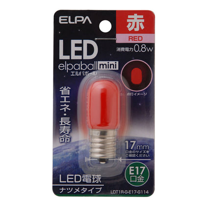 LDT1R-G-E17-G114_1686000_LED装飾電球 ナツメ球タイプ E17 赤色_ELPA（エルパ・朝日電器）