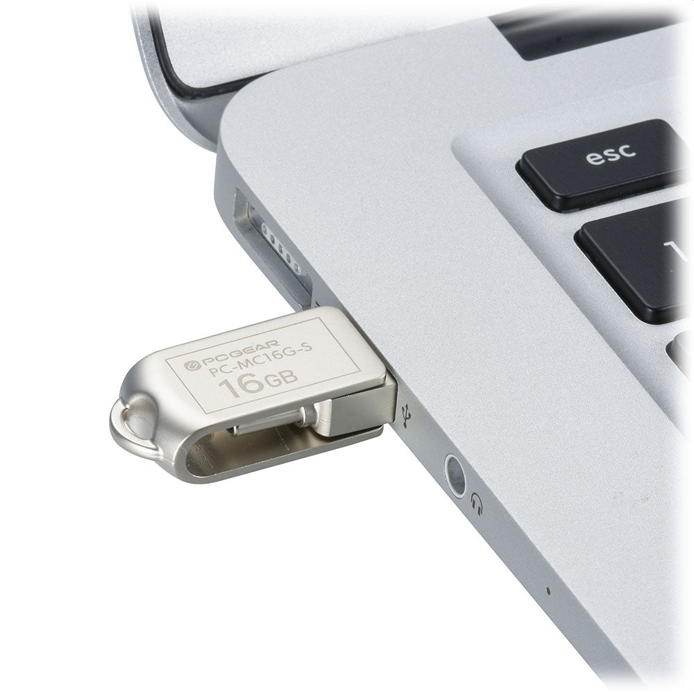 USBメモリ（16GB/USB3.2Gen1/Type-C＆A/回転式キャップ）_01-0062_PC-MC16G-S_OHM（オーム電機）