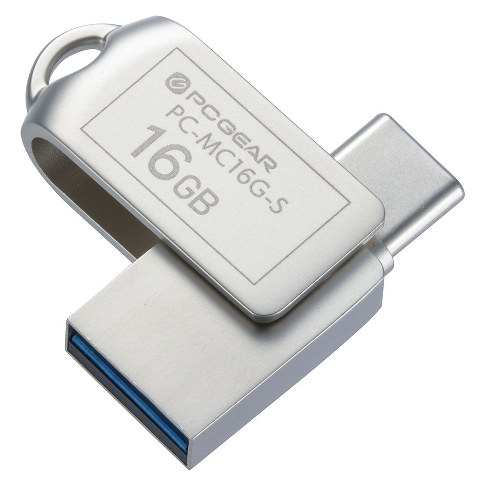 USBメモリ（16GB/USB3.2Gen1/Type-C＆A/回転式キャップ）_01-0062_PC-MC16G-S_OHM（オーム電機）