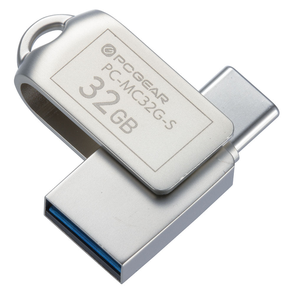 USBメモリ（32GB/USB3.2Gen1/Type-C＆A/回転式キャップ）_01-0063_PC-MC32G-S_OHM（オーム電機）