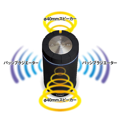 ワイヤレス360°スピーカー（Bluetooth5.0/防塵・防水IP65/5W×2/USB Type-C充電式/ブラック）_03-2500_ASP-W360N_OHM（オーム電機）