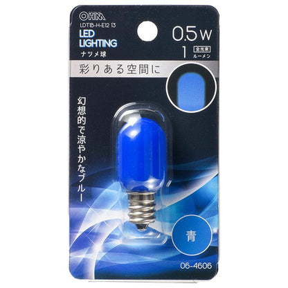 LEDナツメ球（装飾用/0.5W/1lm/青色/T20/E12/ブルー）_06-4606_LDT1B-H-E12 13_OHM オーム電機