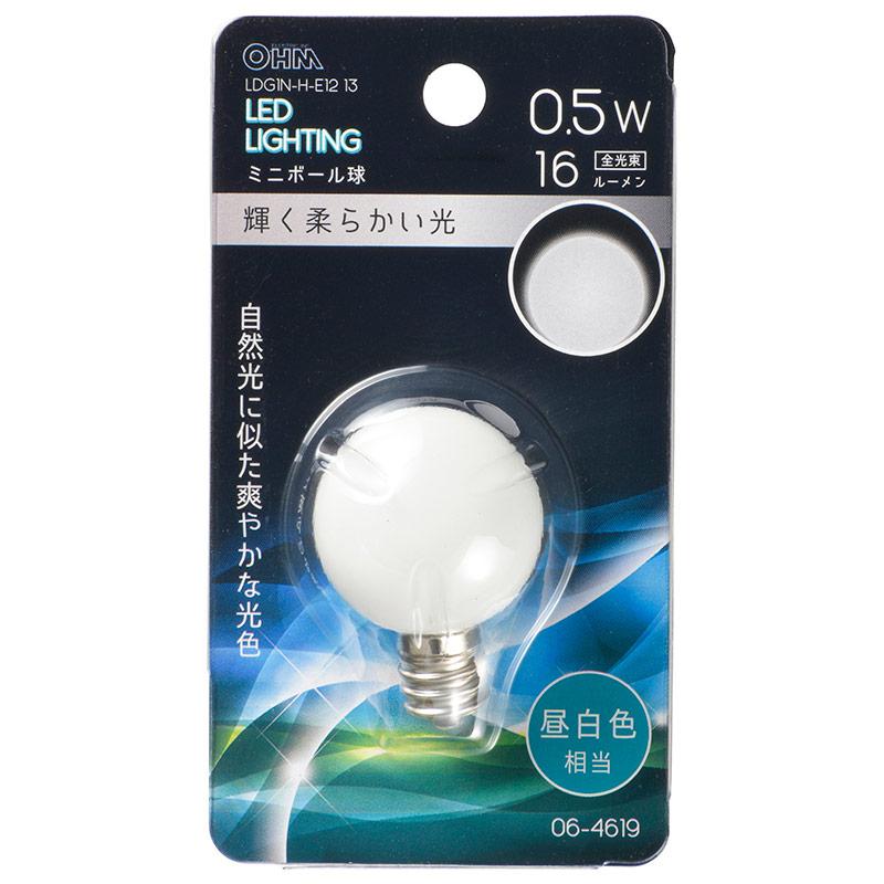 LEDミニボール球（装飾用/0.5W/16lm/昼白色相当/G30/E12）_06-4619_LDG1N-H-E12 13_OHM オーム電機