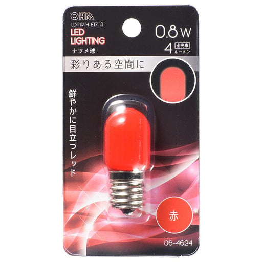 LEDナツメ球（装飾用/0.8W/4lm/赤色/T20/E17）_06-4624_LDT1R-H-E17 13_OHM オーム電機