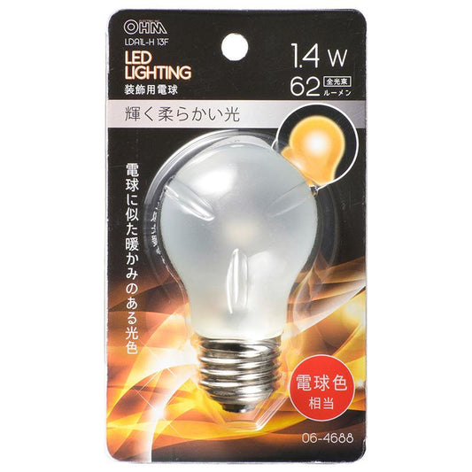 LED電球（装飾用/1.4W/62lm/フロスト電球色/PS/E26）_06-4688_LDA1L-H 13F_OHM オーム電機