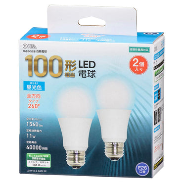 LED電球（100形相当/1560lm/昼光色/E26/全方向配光260°/11W/密閉器具対応/2個入）_06-4715_LDA11D-G AG52 2P_OHM（オーム電機）