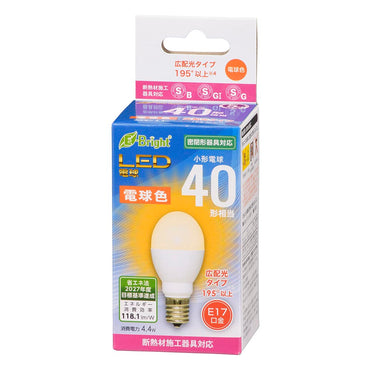 LED電球 小形（40形相当/520 lm/4.4W/電球色/E17/広配光195°/密閉器具対応/断熱材施工器具対応）_06-4803_LDA4L-G-E17 IH23_OHM（オーム電機）