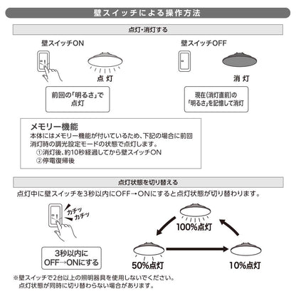 LEDシーリングライト【リモコン無し】（2～6畳用/直径28cm/電球色/調光3段階/2800 lm/24.5W）_06-5053_LE-Y26GS-WL_OHM（オーム電機）