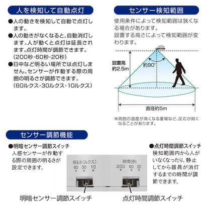 LEDミニシーリングライト（明暗・人感センサー付き/960 lm/9.0W/昼光色/ホワイト）_06-5510_LE-Y9DG-W-PIR_OHM（オーム電機）