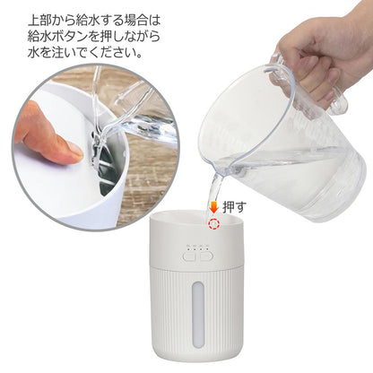 USB加湿器（連続・間欠運転/LEDライトアップ機能/1.5W/容器容量400mL/ホワイト）_08-1426_KIS-UK400C-W_OHM（オーム電機）