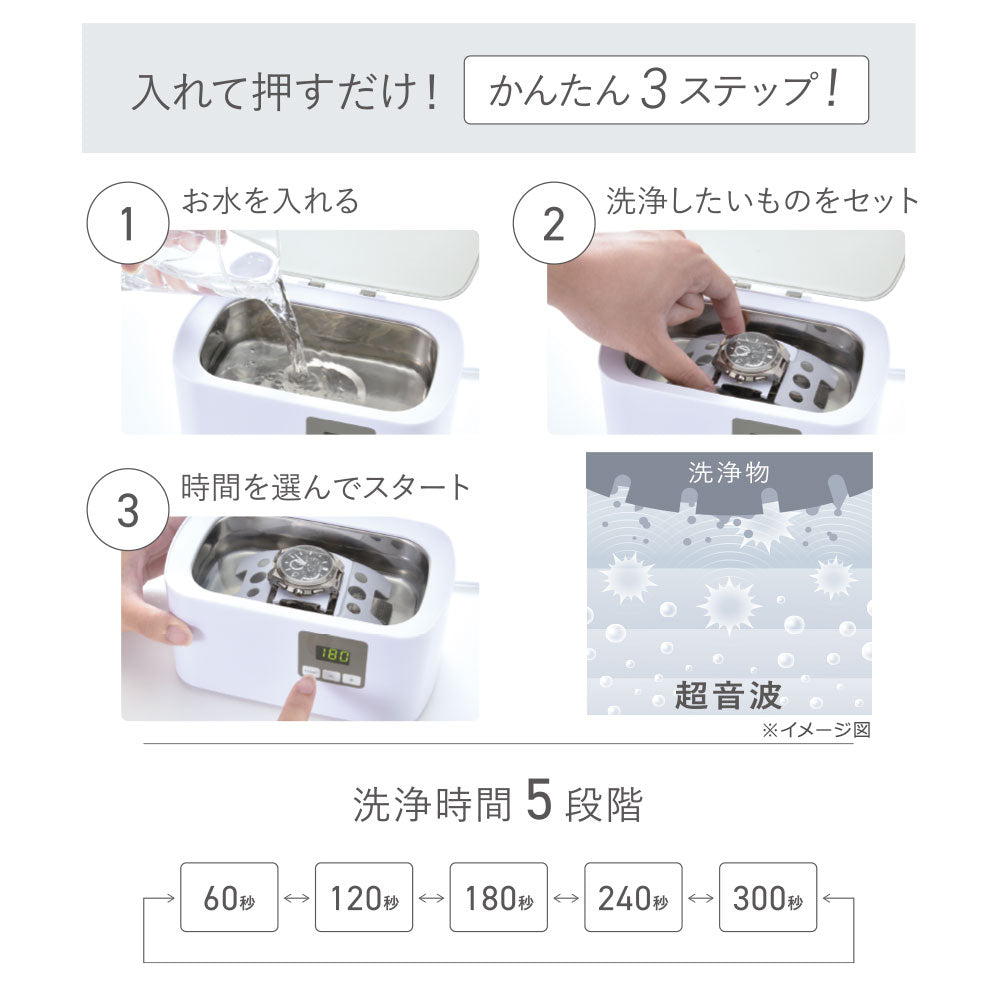 超音波洗浄器（35W/周波数43kHz/洗浄槽容積500ml/ホワイト）_08-3871_SEN-U210R_OHM（オーム電機）