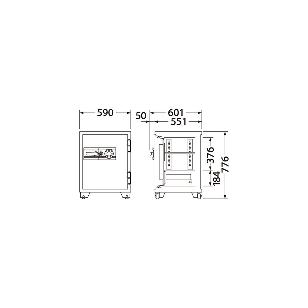 700DKG EIKO エーコー 業務用耐火金庫 ダイヤルタイプ　100万変換ダイヤル式　 1時間耐火 155kg 89L