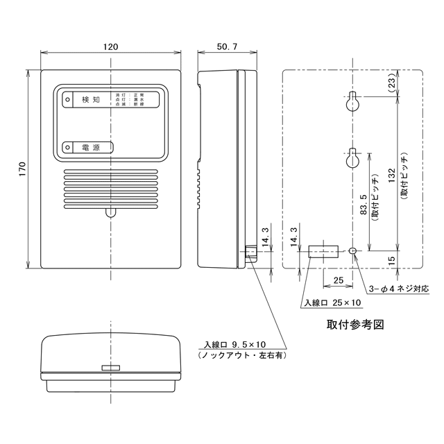 EXLF-LW1 面型・スポット型兼用 漏水漏液検知センサー送信機（リード線式）