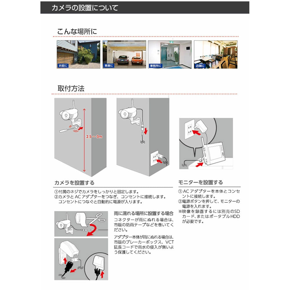 CMS-7110 ワイヤレス防犯カメラ＆モニターセット スマホ対応 CMS-7110 ELPA（エルパ・朝日電器）