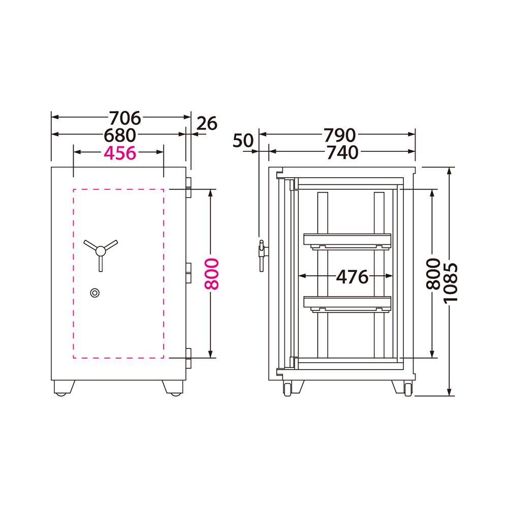 DXG-200 EIKO エーコー 磁気メディア用耐火金庫  1時間耐火 375kg 179L